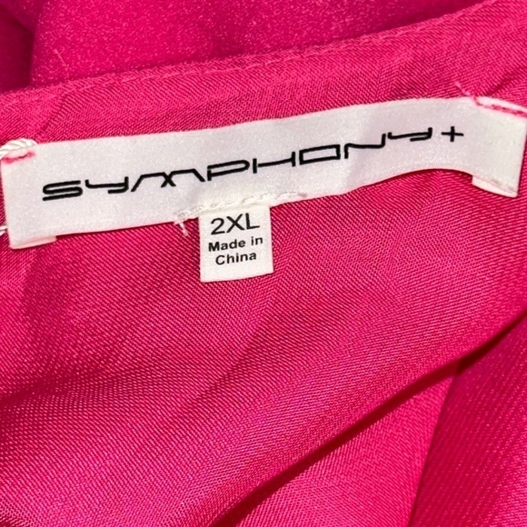 Symphony + Hot Pink Fushia Women's Size 2XL Dress Front Tie Slant Hemline NEW - Picture 9 of 12